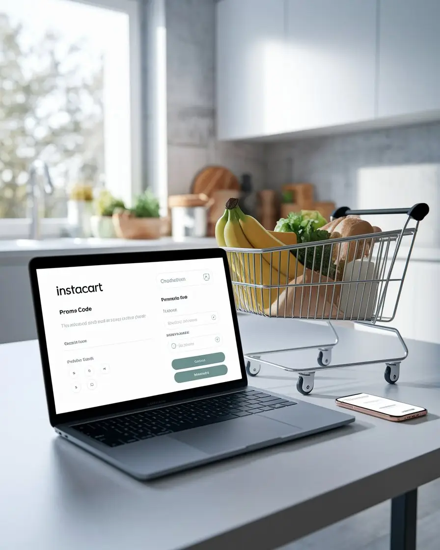 Applying Instacart promo code on a mobile device for grocery savings