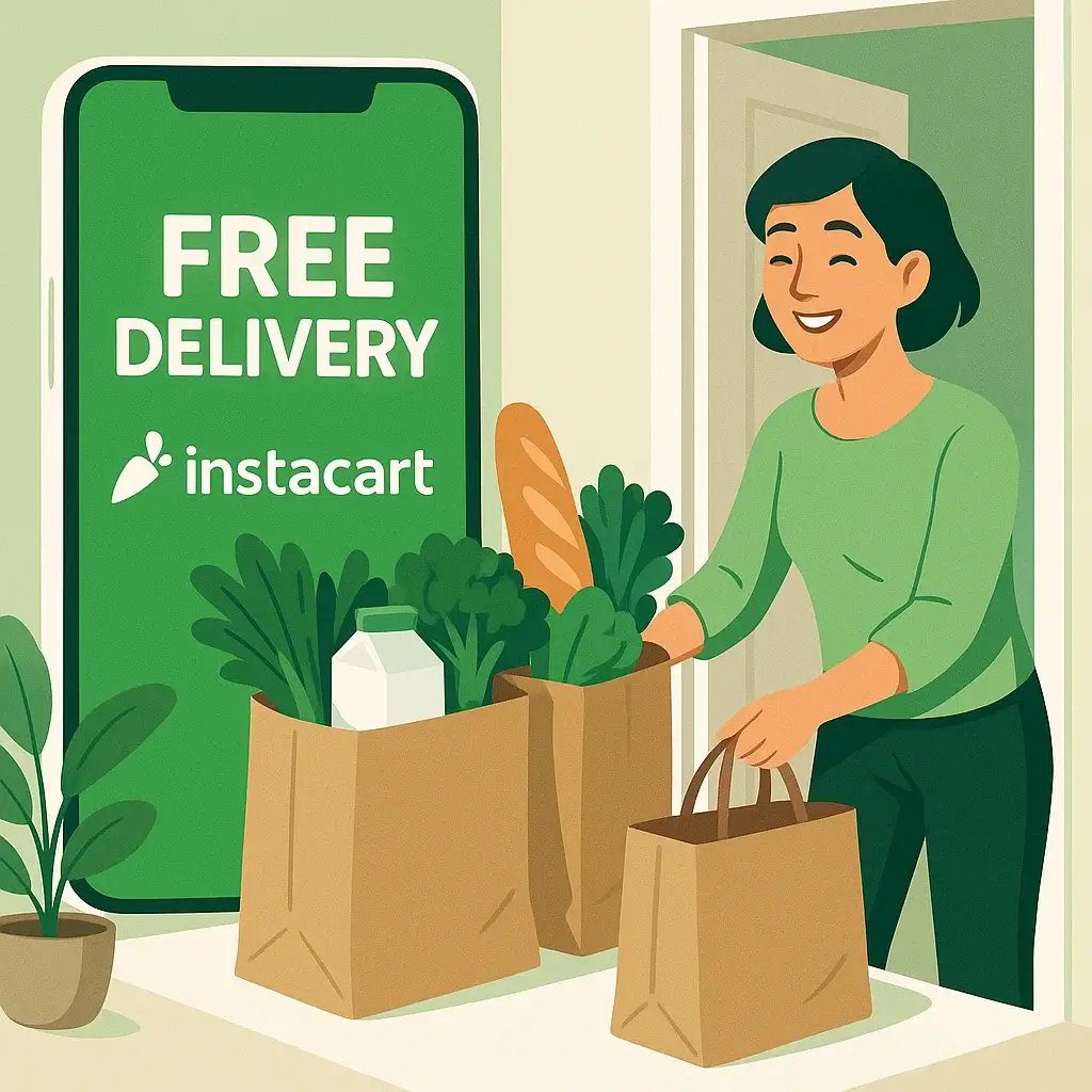 Illustration of getting free Instacart delivery without using a promo code