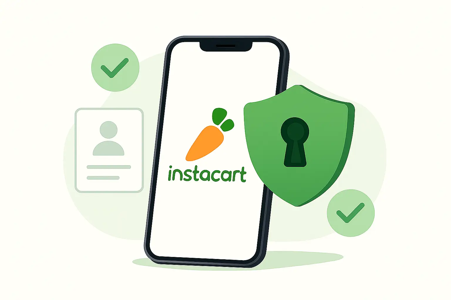 A key and a shield icon over the Instacart logo, representing account recovery and security.